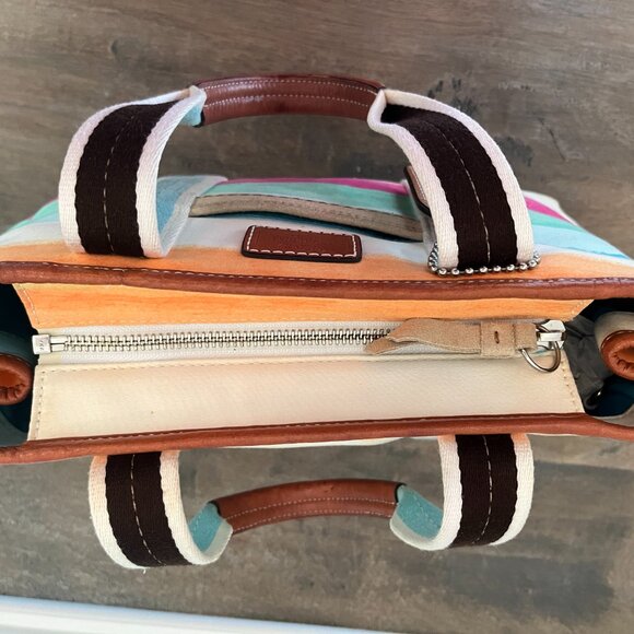 Coach Hampton Watercolor Pastel Stripe Small Tote - Picture 6 of 8